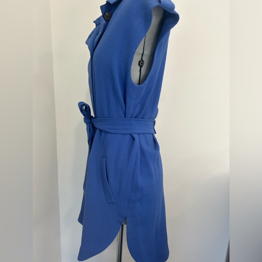 BCBG GENERATION - Sleeveless Belted Textured Dress Azure Blue Size S - Picture 3 of 7